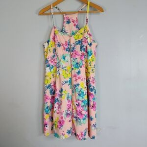 Candie's Pink Multicolor Racerback Floral Sundress Size 13 Summer Beachy Boho